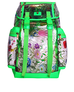 PVC Floral XL Backpack, pvc/canvas, green/multi, 4*, DB, 548711.001998